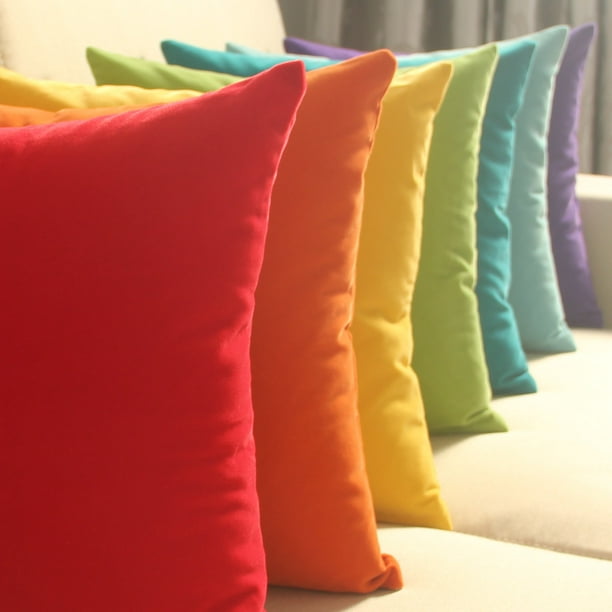 Pure Color Short Plush Pillow Case Throw Home Decor Bed Sofa Waist Cushion Cover